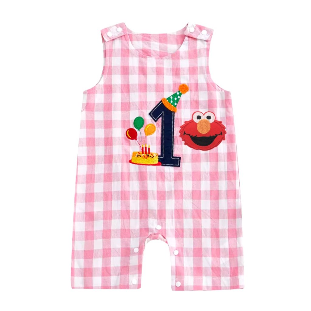 Sesame Street Romper First Birthday Elmo Dress Elmo Outfit Elmo Clothes Shortall